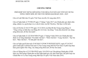 Chương trình 1376/CTrPH-BVHTTDL-MTTW 2020 xây dựng đời sống văn hóa ở cơ sở nông thôn mới