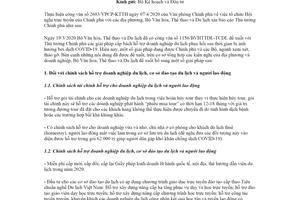 Công văn 1399/BVHTTDL-TCDL 2020 tháo gỡ khó khăn cho ngành Du lịch bị ảnh hưởng bởi COVID-19