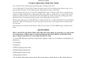 Quyết định 11/2020/QĐ-UBND sửa đổi Quy định cơ cấu tổ chức của Sở Kế hoạch tỉnh Tây Ninh