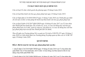 Quyết định 01/2020/QĐ-UBND bãi bỏ văn bản quy phạm pháp luật Bình Tân Hồ Chí Minh