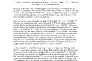 Chỉ thị 03/CT-UBND 2020 thực hiện biện pháp cấp bách phòng chống dịch Covid-19 tỉnh Vĩnh Phúc