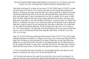 Chỉ thị 04/CT-CT 2020 đẩy mạnh triển khai thi hành Luật Quản lý sử dụng tài sản công Vĩnh Phúc