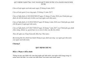 Thông tư 23/2020/TT-BTC tạm ứng vay ngân quỹ nhà nước của ngân sách nhà nước