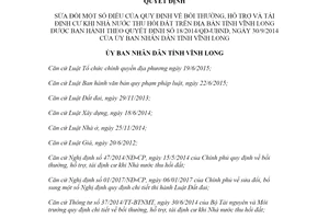 Quyết định 13/2020/QĐ-UBND sửa đổi Quy định bồi thường khi Nhà nước thu hồi đất Vĩnh Long