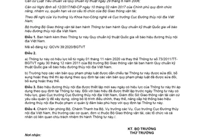 Thông tư 08/2020/TT-BGTVT Quy chuẩn kỹ thuật Quốc gia báo hiệu đường thủy nội địa Việt Nam