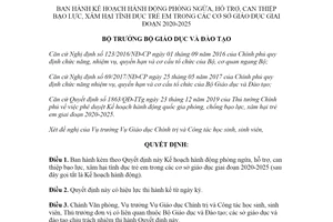 Quyết định 987/QĐ-BGDĐT 2020 phòng ngừa bạo lực xâm hại tình dục trẻ em trong cơ sở giáo dục