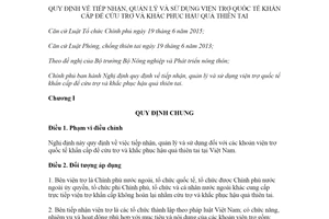 Nghị định 50/2020/NĐ-CP sử dụng viện trợ quốc tế khẩn cấp để cứu trợ khắc phục hậu quả thiên tai