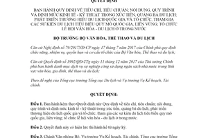 Quyết định 1072/QĐ-BVHTTDL 2020 tiêu chí tiêu chuẩn trong xúc tiến quảng bá du lịch