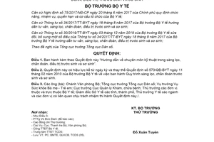 Quyết định 1807/QĐ-BYT chuyên môn kỹ thuật trong sàng lọc chẩn đoán điều trị trước sinh sơ sinh