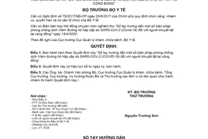 Quyết định 1773/QĐ-BYT 2020 Sổ tay hướng dẫn biện pháp phòng chống dịch COVID-19 người khuyết tật