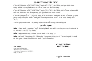 Quyết định 489/QĐ-BXD 2020 Danh mục dịch vụ công trực tuyến mức độ 3 và mức độ 4