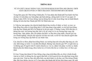 Thông báo 4774/TB-SGTVT 2020 vận tải hành khách đường bộ trong dịch Covid-19 Hồ Chí Minh