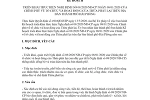 Kế hoạch 109/KH-UBND 2020 thực hiện Nghị định 08/2020/NĐ-CP thành phố Hải Phòng