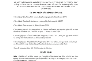 Quyết định 10/2020/QĐ-UBND bãi bỏ Quy định dạy thêm học thêm tỉnh Quảng Trị