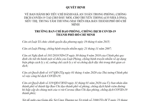 Quyết định 1370/QĐ-BCĐ 2020 Bộ tiêu chí an toàn trong chống COVID-19 tại chợ Hồ Chí Minh