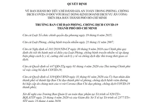 Quyết định 1369/QĐ-BCĐ 2020 an toàn phòng chống COVID-19 đối với dịch vụ ăn uống Hồ Chí Minh