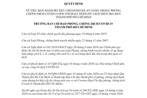 Quyết định 1367/QĐ-BCĐ 2020 Bộ tiêu chí đánh giá phòng chống COVID-19 du lịch Hồ Chí Minh
