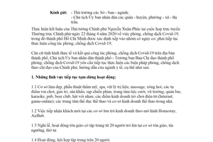 Official Dispatch 1490/UBND-VX 2020 implementation of COVID-19 prevention Ho Chi Minh