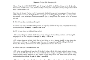 Official Dispatch 4796/SGTVT-VTDB 2020 Safe transport in Ho Chi Minh City amid Covid-19 pandemic