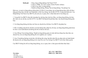 Công văn 1625/CHK-VTHK 2020 mở bán vé máy bay hoàn tiền vé dịch bệnh Covid19