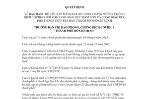 Quyết định 1371/QĐ-BCĐ 2020 an toàn phòng chống COVID-19 ở cơ sở giáo dục Hồ Chí Minh