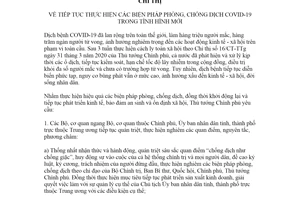 Chỉ thị 19/CT-TTg 2020 tiếp tục thực hiện biện pháp phòng chống dịch COVID-19 trong tình hình mới
