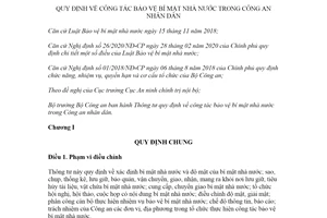 Thông tư 38/2020/TT-BCA quy định về công tác bảo vệ bí mật nhà nước trong Công an nhân dân