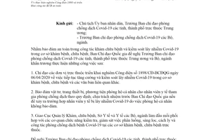 Công văn 2299/CV-BCĐQG 2020 thực hiện nghiêm Công điện 1898