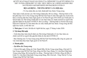 Công điện 03/CĐ-LĐTBXH 2020 dự Hội nghị trực tuyến triển khai Nghị quyết 42/NQ-CP