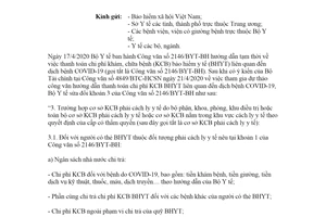 Công văn 2276/BYT-BH 2020 sửa đổi 2146/BYT-BH thanh toán chi phí khám chữa bệnh Covid 19