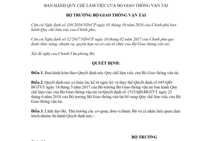 Quyết định 751/QĐ-BGTVT 2020 Quy chế làm việc của Bộ Giao thông vận tải