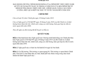 Nghị quyết 58/NQ-CP 2020 thực hiện Nghị quyết 50-NQ/TW hoàn thiện thể chế đầu tư nước ngoài