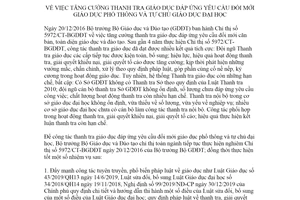 Chỉ thị 1048/CT-BGDĐT 2020 tăng cường thanh tra giáo dục đáp ứng yêu cầu đổi mới giáo dục phổ thông