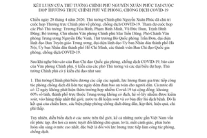 Thông báo 170/TB-VPCP 2020 kết luận Thủ tướng tại cuộc họp thường trực phòng chống COVID 19