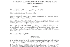 Nghị quyết 60/NQ-CP 2020 xuất khẩu khẩu trang y tế trong giai đoạn phòng chống dịch COVID 19