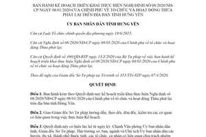 Quyết định 1042/QĐ-UBND 2020 kế hoạch thực hiện Nghị định 08/2020/NĐ-CP tỉnh Hưng Yên
