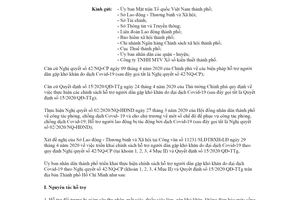 Công văn 1562/UBND-KT 2020 triển khai hỗ trợ người dân gặp khó khăn do dịch Covid 19 Hồ Chí Minh