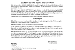 Quyết định 493/QĐ-SGDĐT 2020 quản lý bằng tốt nghiệp trung học cơ sở Sở Giáo dục Hà Nội