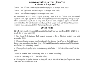 Nghị quyết 170/NQ-HĐND 2020 điều chỉnh kế hoạch đầu tư công trung hạn tỉnh Lâm Đồng