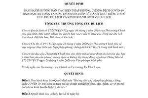 Quyết định 473/QĐ-TCDL 2020 phòng chống dịch COVID-19 tại doanh nghiệp lữ hành