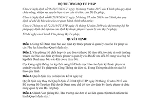 Quyết định 1011/QĐ-BTP 2020 công bố Danh mục báo cáo định kỳ