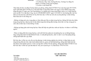 Công văn 1583/BGDĐT-GDTC 2020 thực hiện biện pháp phòng chống COVID 19 trong trường học