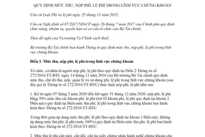 Thông tư 37/2020/TT-BTC mức thu nộp phí lệ phí trong lĩnh vực chứng khoán