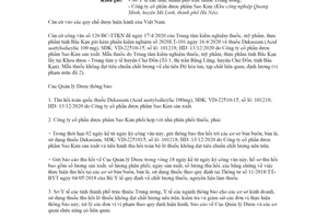 Công văn 5555/QLD-CL 2020 đình chỉ lưu hành thuốc Dekasiam không đạt tiêu chuẩn chất lượng