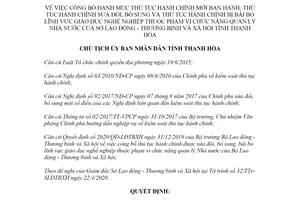 Quyết định 1462/QĐ-UBND 2020 công bố thủ tục hành chính Giáo dục nghề nghiệp Sở Lao động Thanh Hóa