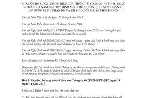 Thông tư 32/2020/TT-BTC sửa đổi Thông tư 268/2016/TT-BTC phí sử dụng mã số viễn thông