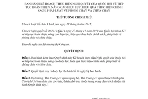 Quyết định 630/QĐ-TTg 2020 nâng cao hiệu lực thực hiện chính sách pháp luật phòng cháy chữa cháy