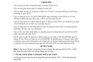 Nghị quyết 67/NQ-CP 2020 phê duyệt Nhiệm vụ lập Quy hoạch sử dụng đất quốc gia