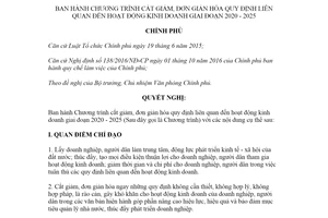 Nghị quyết 68/NQ-CP 2020 Chương trình cắt giảm đơn giản hóa quy định về hoạt động kinh doanh