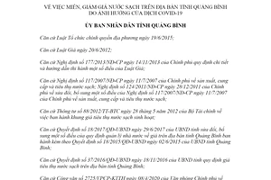 Quyết định 1377/QĐ-UBND 2020 giảm tiền sử dụng nước sạch do ảnh hưởng Covid-19 Quảng Bình